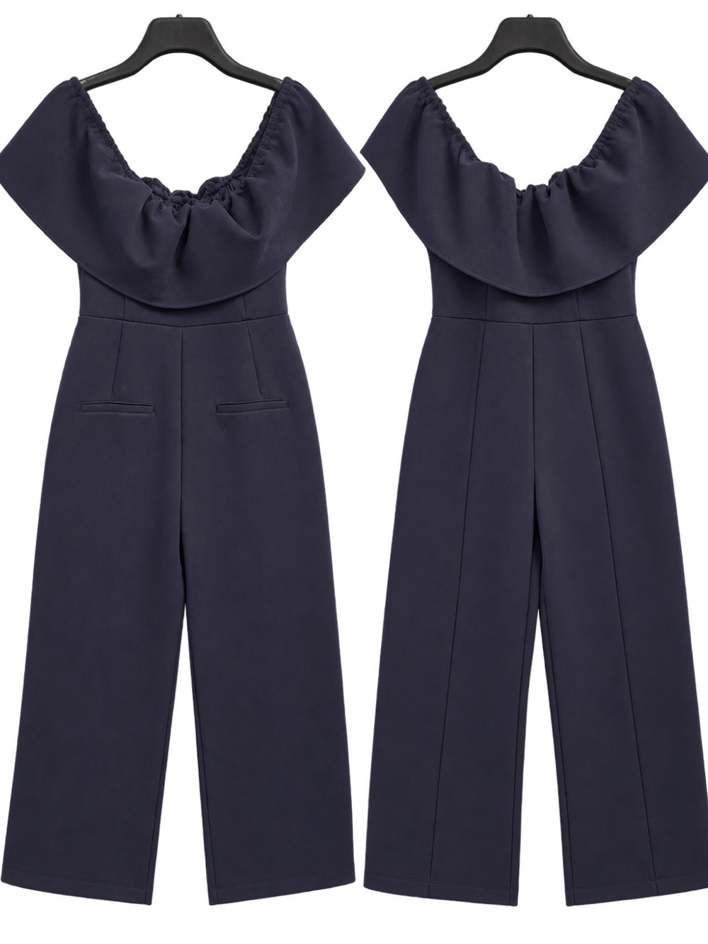 Beautiful VENUS off the shoulder Navy Jumpsuit - Like New